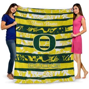 customized oregon ducks floral stripes green white blanket fashion forward
