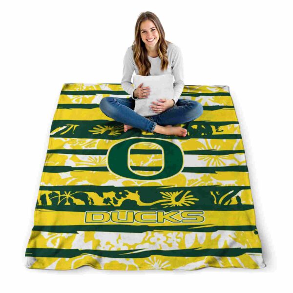 customized oregon ducks floral stripes green white blanket high quality