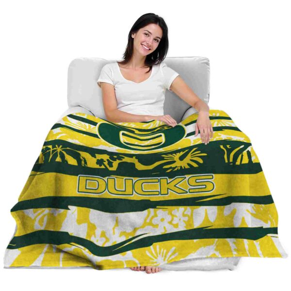 customized oregon ducks floral stripes green white blanket latest model