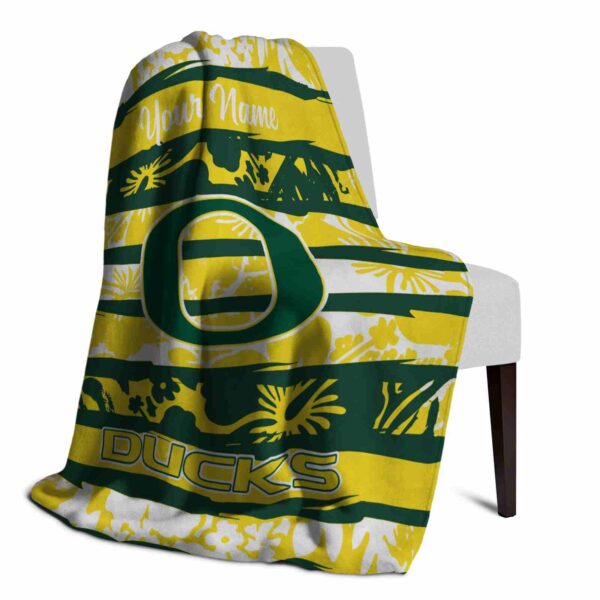 customized oregon ducks floral stripes green white blanket top rated