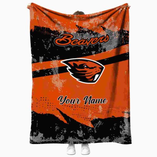 customized oregon state beavers grunge streaks orange blanket best selling