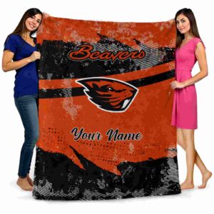 customized oregon state beavers grunge streaks orange blanket fashion forward