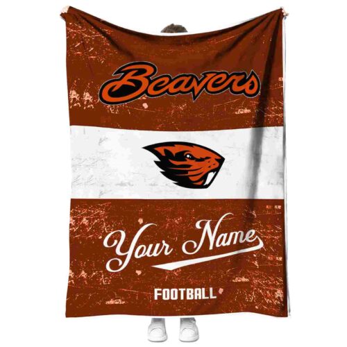customized oregon state beavers grunge texture orange white blanket best selling