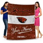 customized oregon state beavers grunge texture orange white blanket best selling