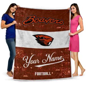 customized oregon state beavers grunge texture orange white blanket fashion forward