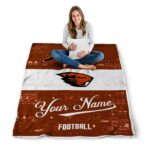 customized oregon state beavers grunge texture orange white blanket best selling