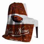 customized oregon state beavers grunge texture orange white blanket best selling