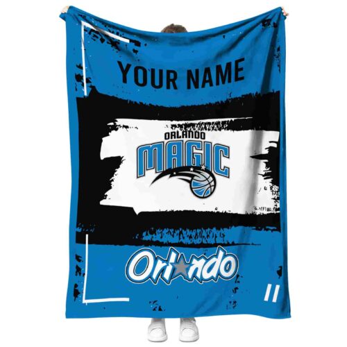 customized orlando magic paint strokes blue white blanket best selling