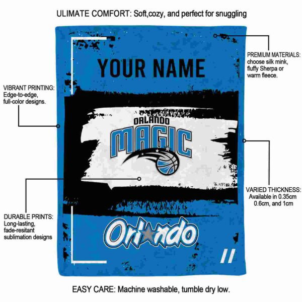 customized orlando magic paint strokes blue white blanket new arrival