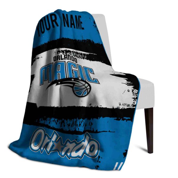 customized orlando magic paint strokes blue white blanket top rated