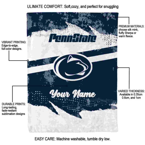 customized penn state nittany lions grunge streaks blue blanket new arrival