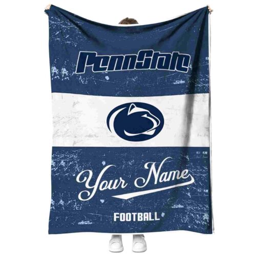 customized penn state nittany lions grunge texture blue white blanket best selling