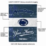customized penn state nittany lions grunge texture blue white blanket best selling