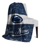 customized penn state nittany lions grunge texture blue white blanket best selling