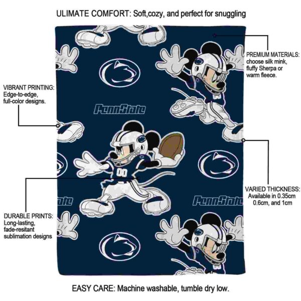 customized penn state nittany lions mickey blue blanket new arrival