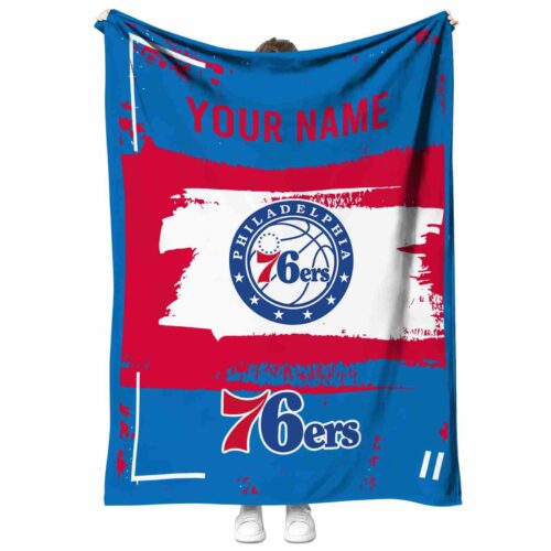 customized philadelphia 76ers paint strokes blue white blanket best selling