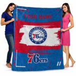 customized philadelphia 76ers paint strokes blue white blanket best selling
