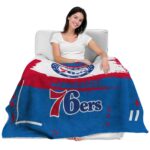 customized philadelphia 76ers paint strokes blue white blanket best selling