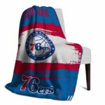 customized philadelphia 76ers paint strokes blue white blanket best selling