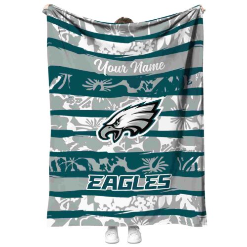 customized philadelphia eagles floral stripes green white blanket best selling