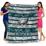 customized philadelphia eagles floral stripes green white blanket fashion forward