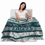 customized philadelphia eagles floral stripes green white blanket latest model