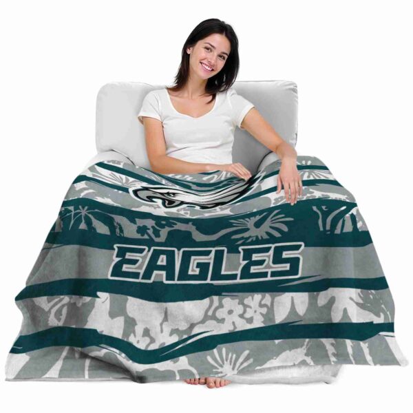 customized philadelphia eagles floral stripes green white blanket latest model