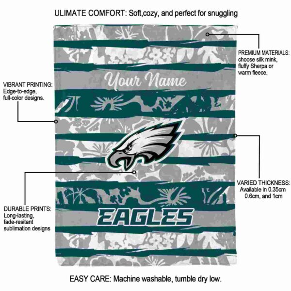 customized philadelphia eagles floral stripes green white blanket new arrival