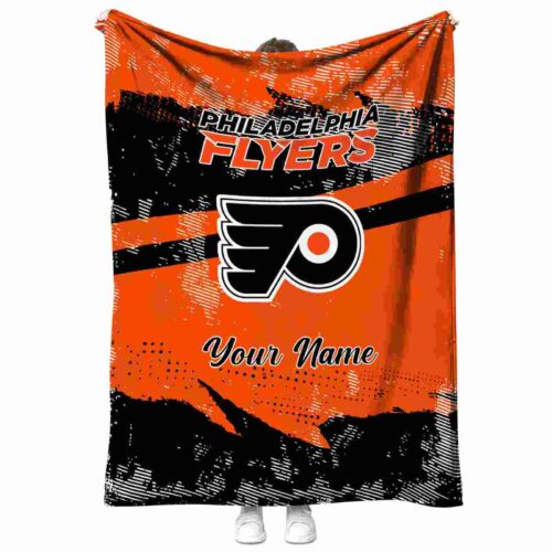customized philadelphia flyers grunge streaks orange blanket best selling