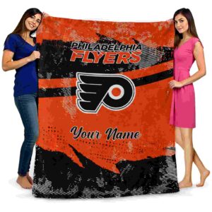 customized philadelphia flyers grunge streaks orange blanket fashion forward