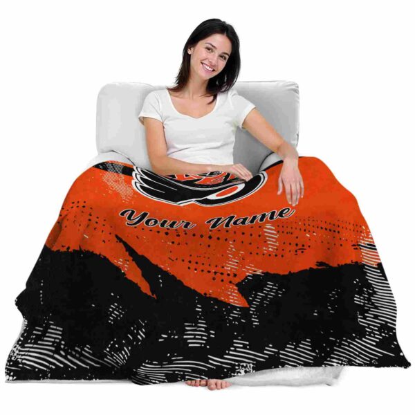 customized philadelphia flyers grunge streaks orange blanket latest model