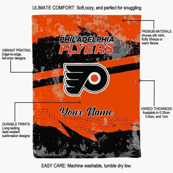 customized philadelphia flyers grunge streaks orange blanket new arrival