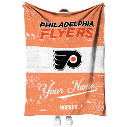 customized philadelphia flyers grunge texture orange white blanket best selling
