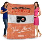 customized philadelphia flyers grunge texture orange white blanket best selling
