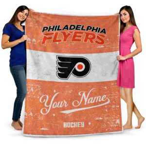customized philadelphia flyers grunge texture orange white blanket fashion forward