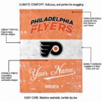 customized philadelphia flyers grunge texture orange white blanket best selling
