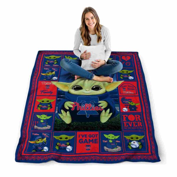 customized philadelphia phillies baby yoda blue blanket high quality