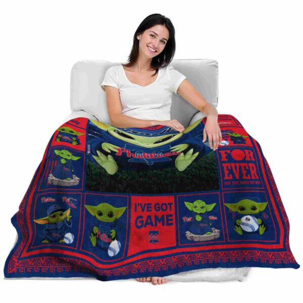customized philadelphia phillies baby yoda blue blanket latest model