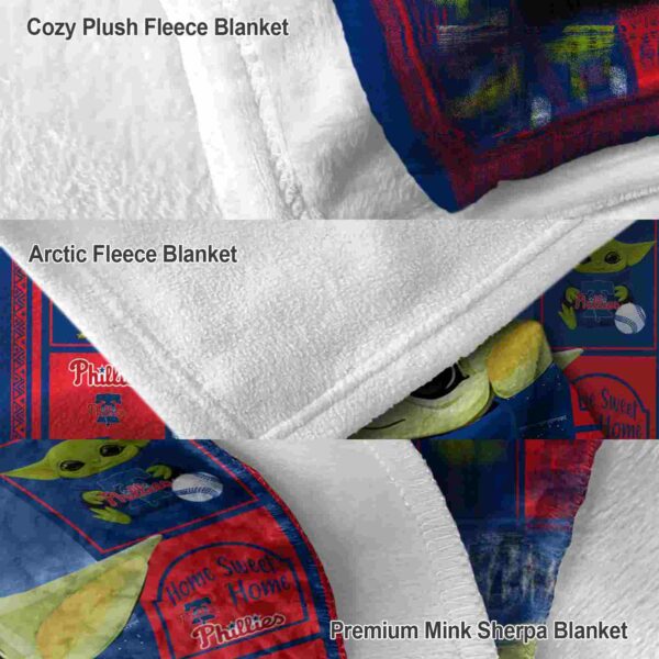 customized philadelphia phillies baby yoda blue blanket premium grade