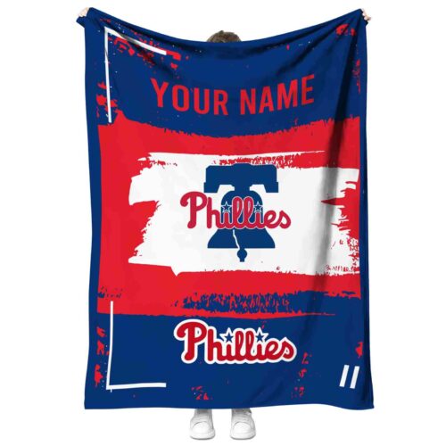 customized philadelphia phillies paint strokes blue white blanket best selling