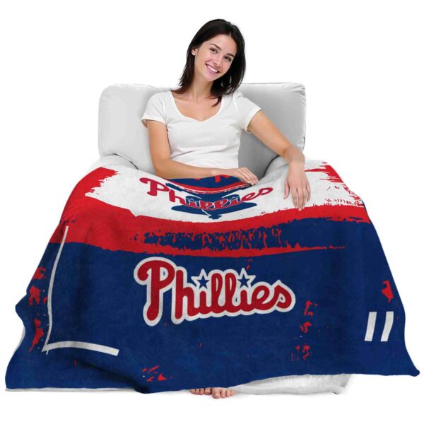 customized philadelphia phillies paint strokes blue white blanket latest model