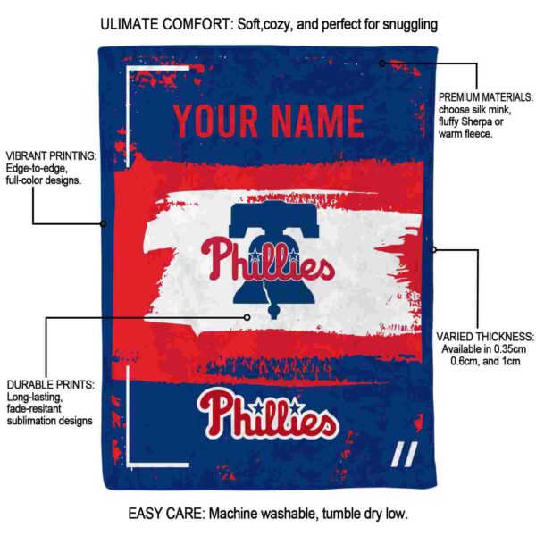 customized philadelphia phillies paint strokes blue white blanket new arrival