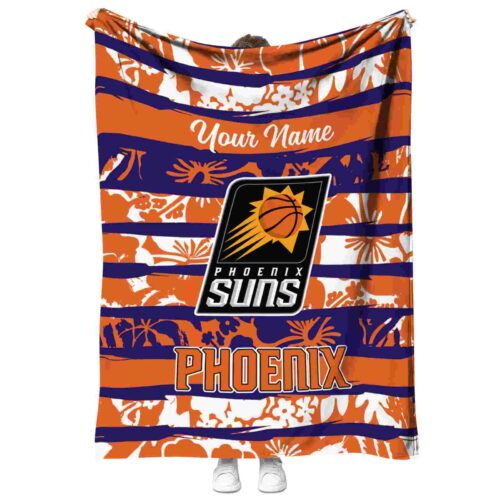 customized phoenix suns floral stripes purple white blanket best selling