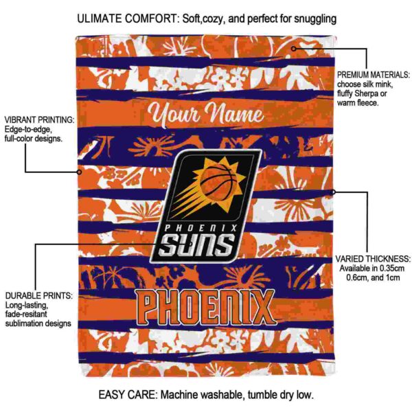 customized phoenix suns floral stripes purple white blanket new arrival