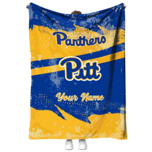 customized pittsburgh panthers grunge streaks royal blue blanket best selling