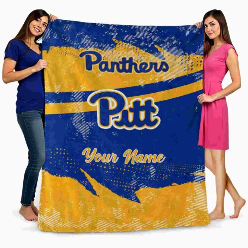 customized pittsburgh panthers grunge streaks royal blue blanket fashion forward