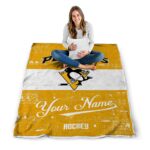 customized pittsburgh penguins grunge texture yellow white blanket best selling