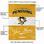 customized pittsburgh penguins grunge texture yellow white blanket best selling