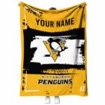 customized pittsburgh penguins paint strokes yellow white blanket best selling