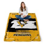 customized pittsburgh penguins paint strokes yellow white blanket best selling